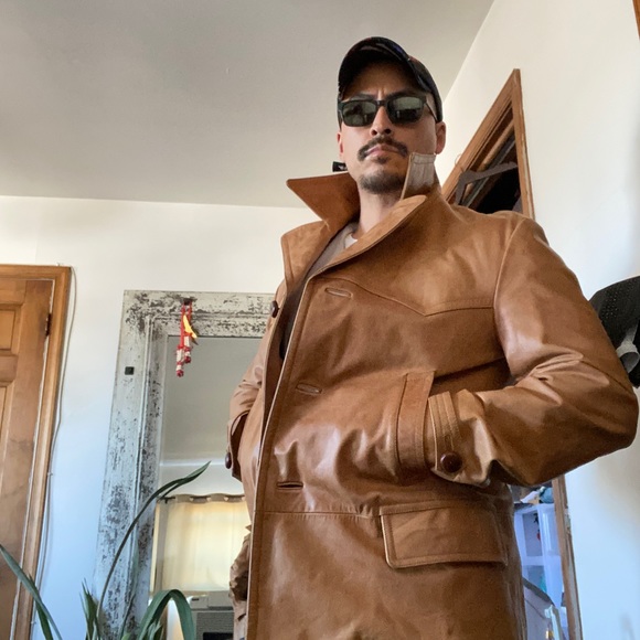 J Crew tan leather pea coat - Picture 3 of 11